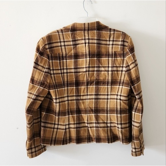 Jones New York Plaid Wool Blazer Jacket Yellow Brown Plus Size 16 - Picture 2 of 5